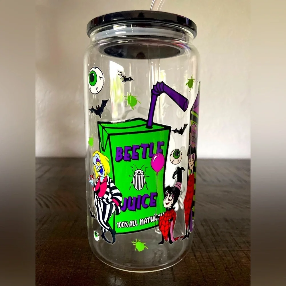 Hand Crafted Beetlejuice Glass Tumbler